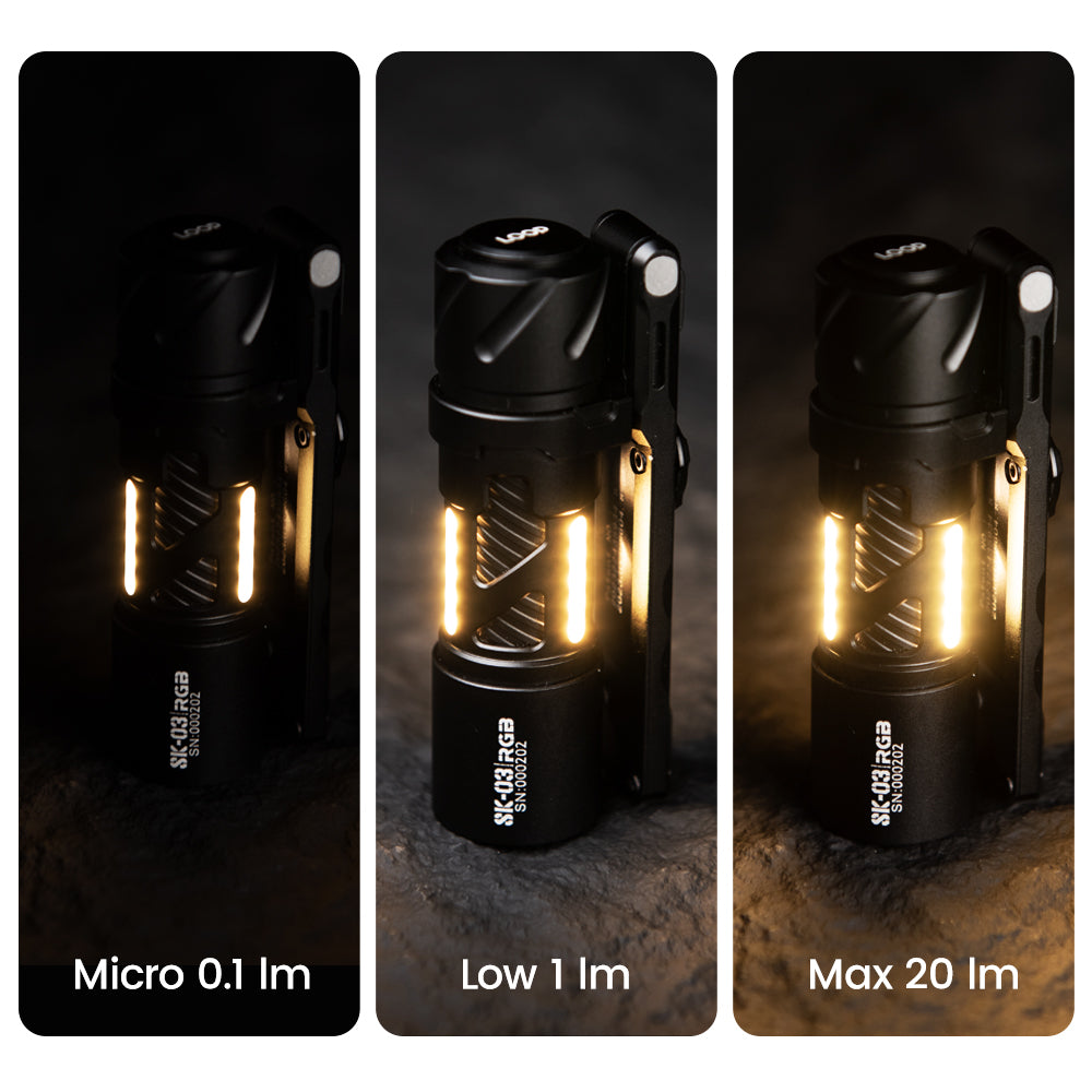 LOOP GEAR SK03 RGB Aluminum Black LED Flashlight(Clip / Stand)