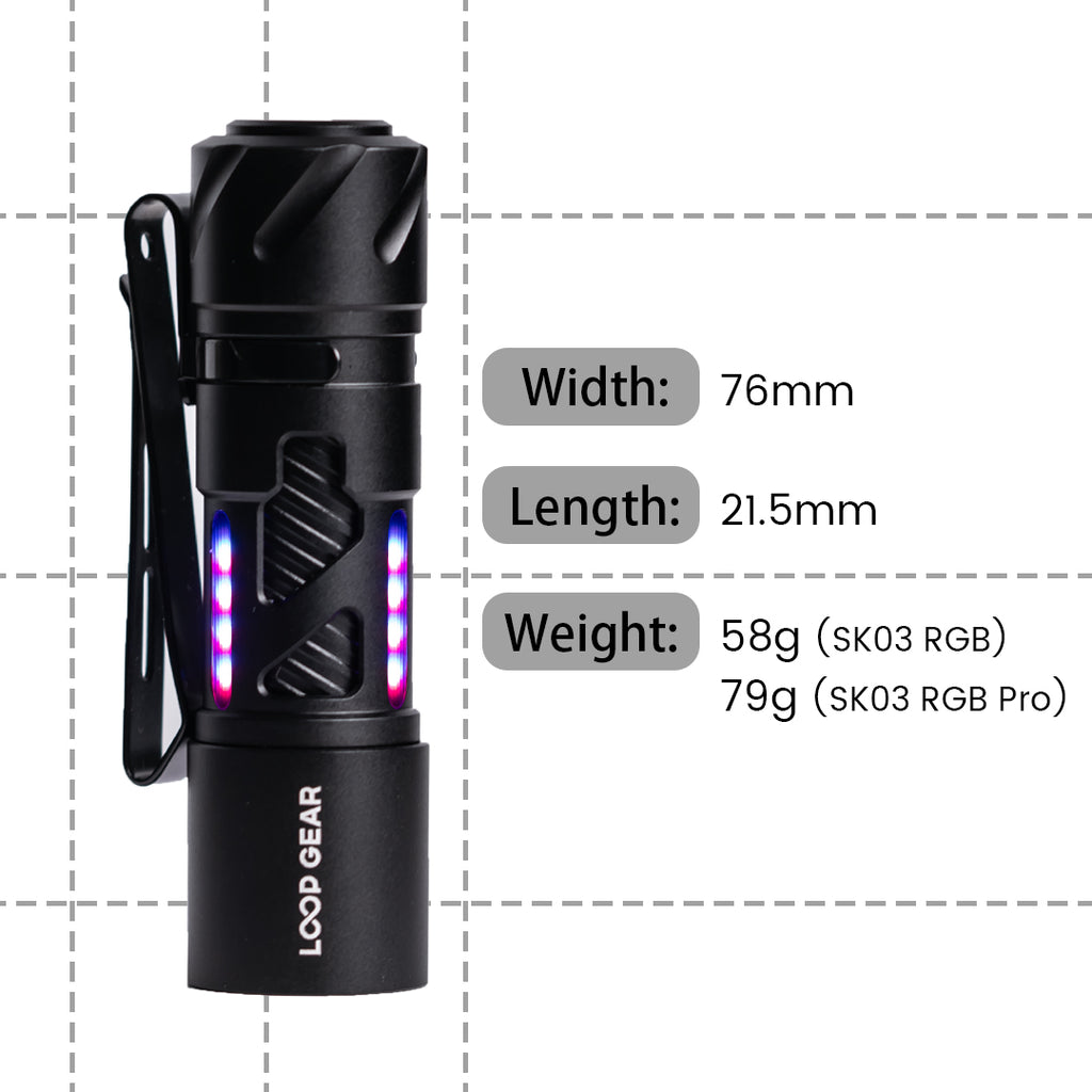 LOOP GEAR SK03 RGB Pro Aluminum Black LED Flashlight – LOOPGEAR