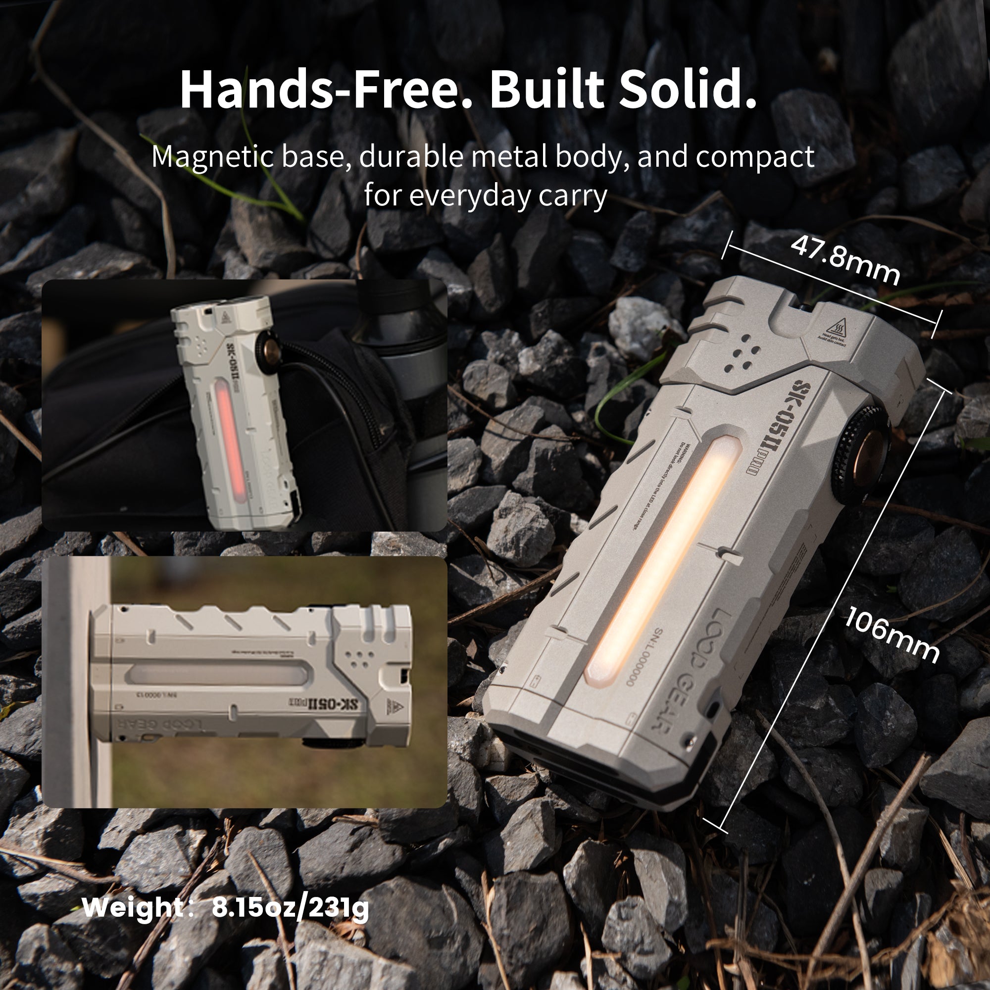 LOOP GEAR SK05 Pro 2 MAO Gray Flat LED Flashlight 6500K
