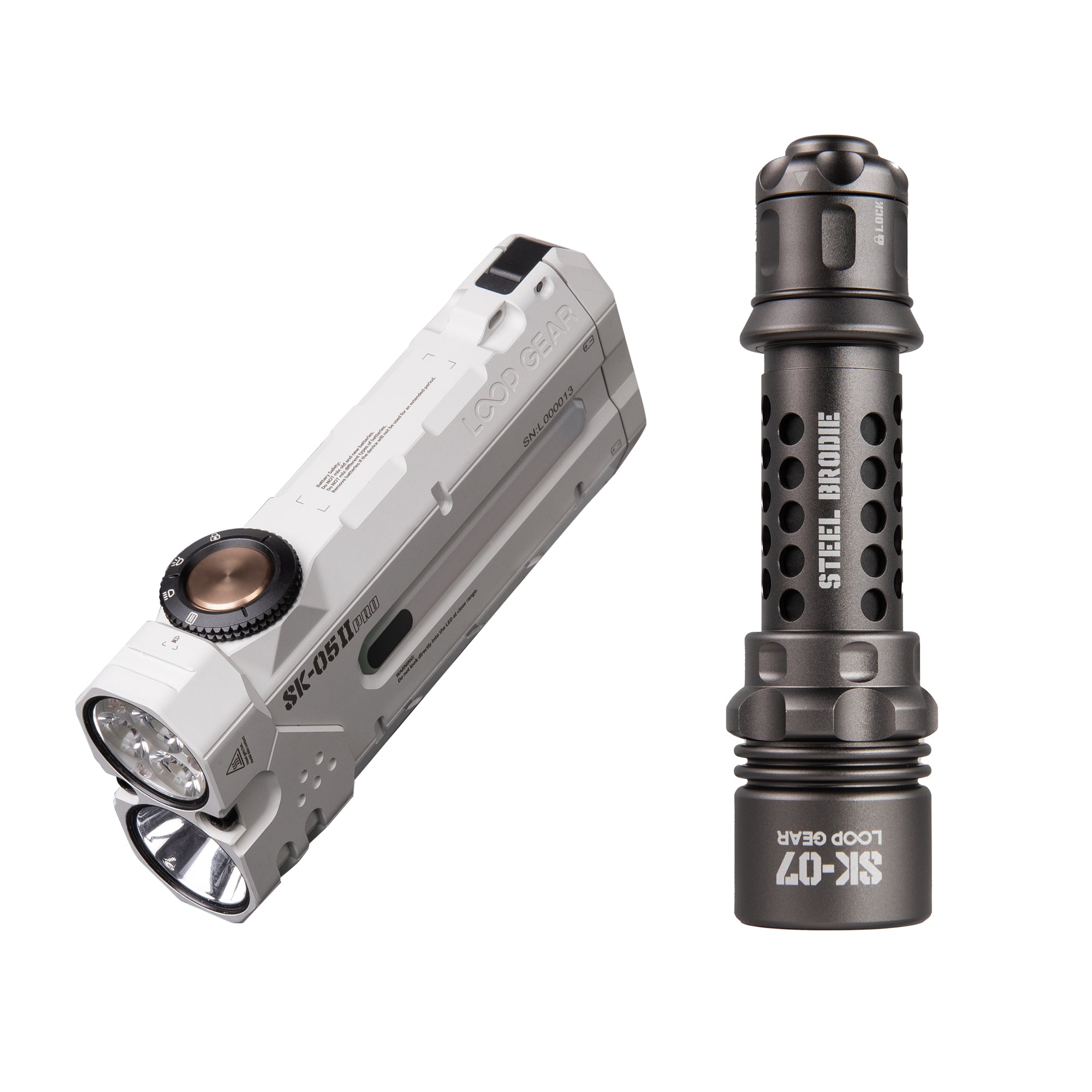LOOP GEAR Bundle SK07 Tactical Flashlight and SK05 Pro 2 UV Black/White