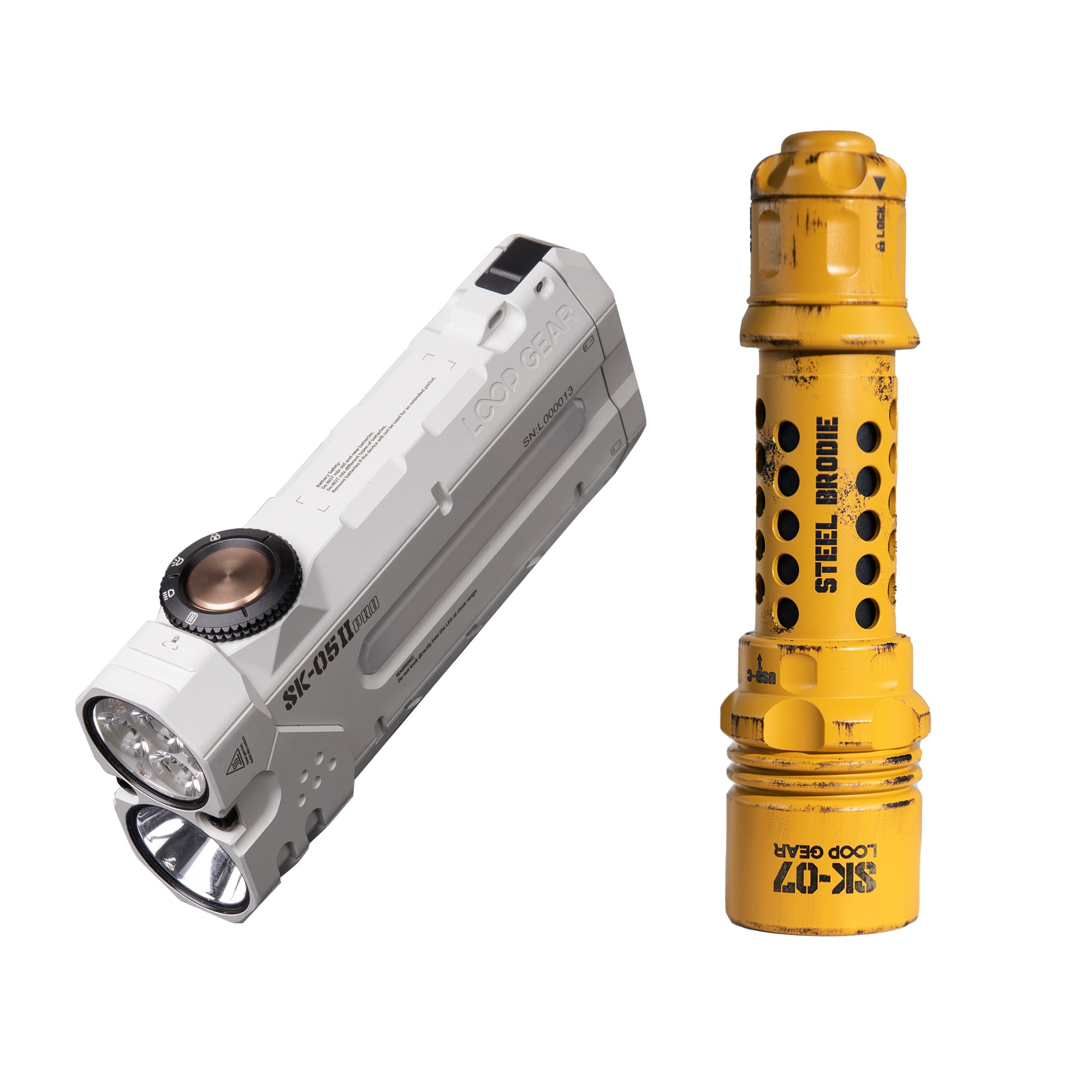 LOOP GEAR Bundle SK07 Tactical Flashlight and SK05 Pro 2 Black/White