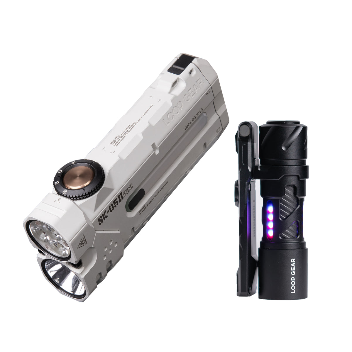 LOOP GEAR SK05 Pro 2 UV Mao White Flat LED Flashlight Bundle