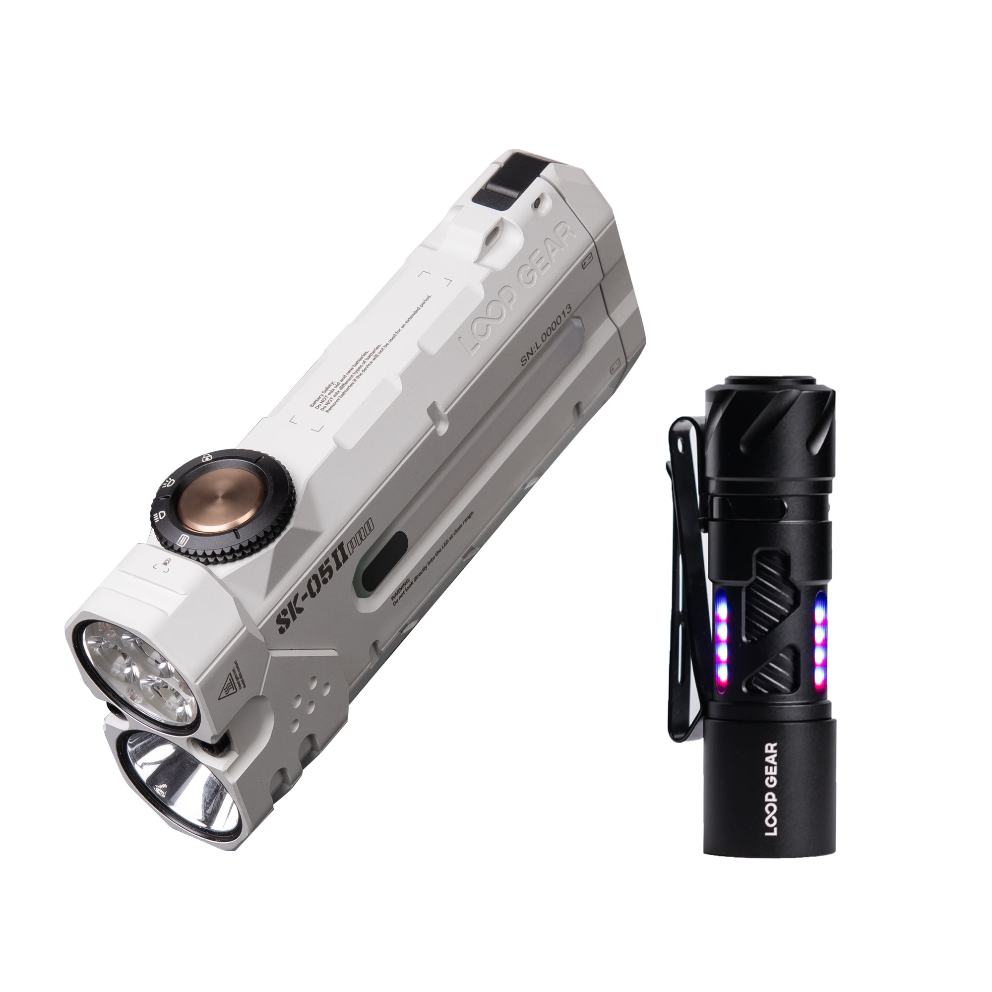 LOOP GEAR SK05 Pro 2 UV Mao White Flat LED Flashlight Bundle