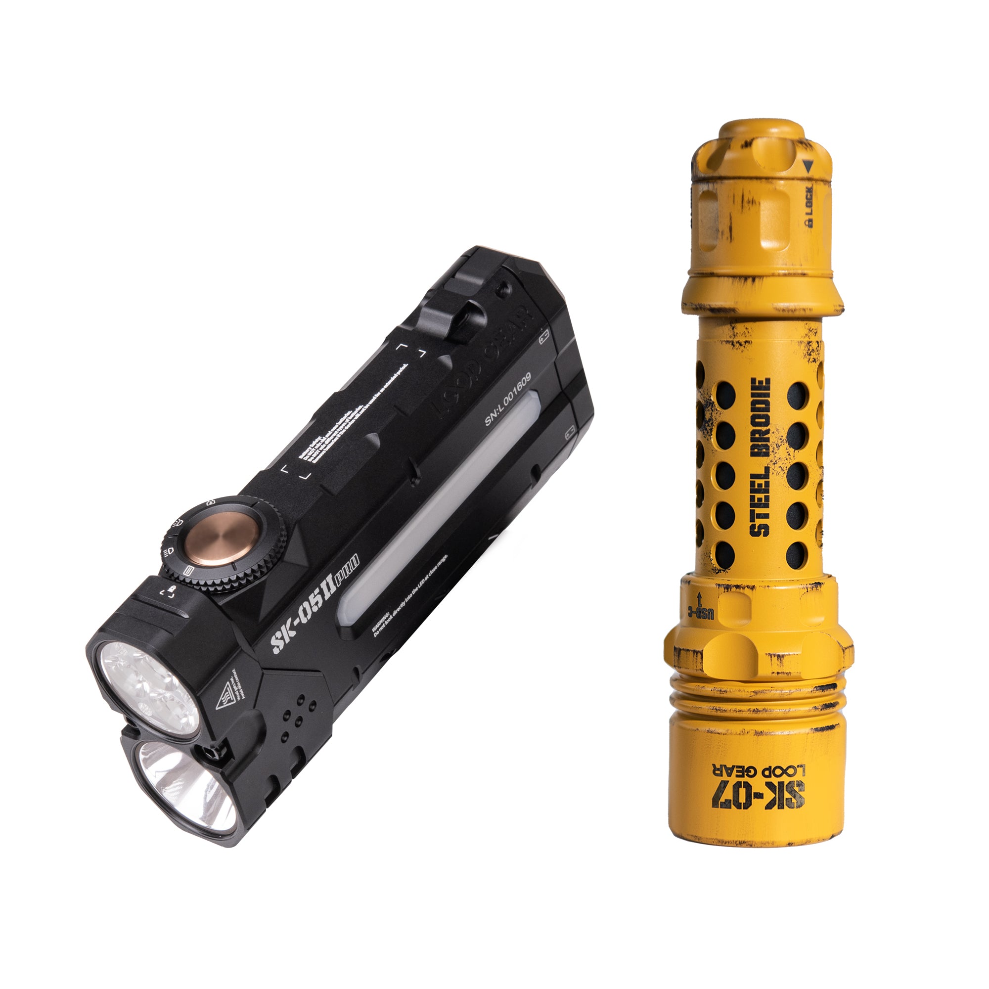 LOOP GEAR Bundle SK07 Tactical Flashlight and SK05 Pro 2 Black/White