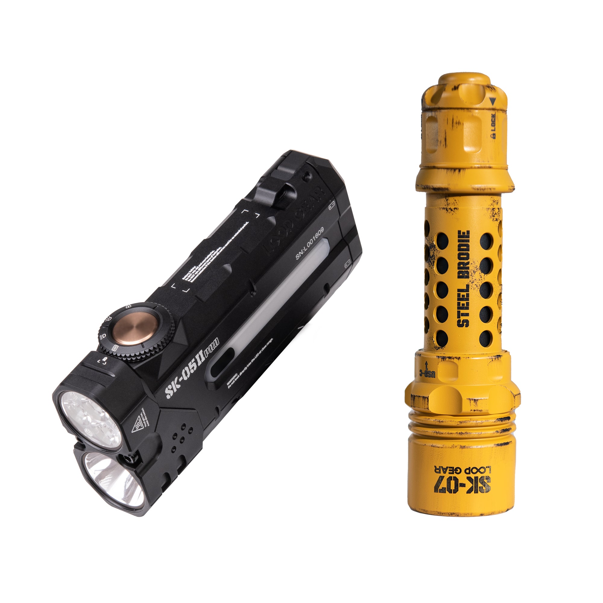 LOOP GEAR Bundle SK07 Tactical Flashlight and SK05 Pro 2 UV Black/White