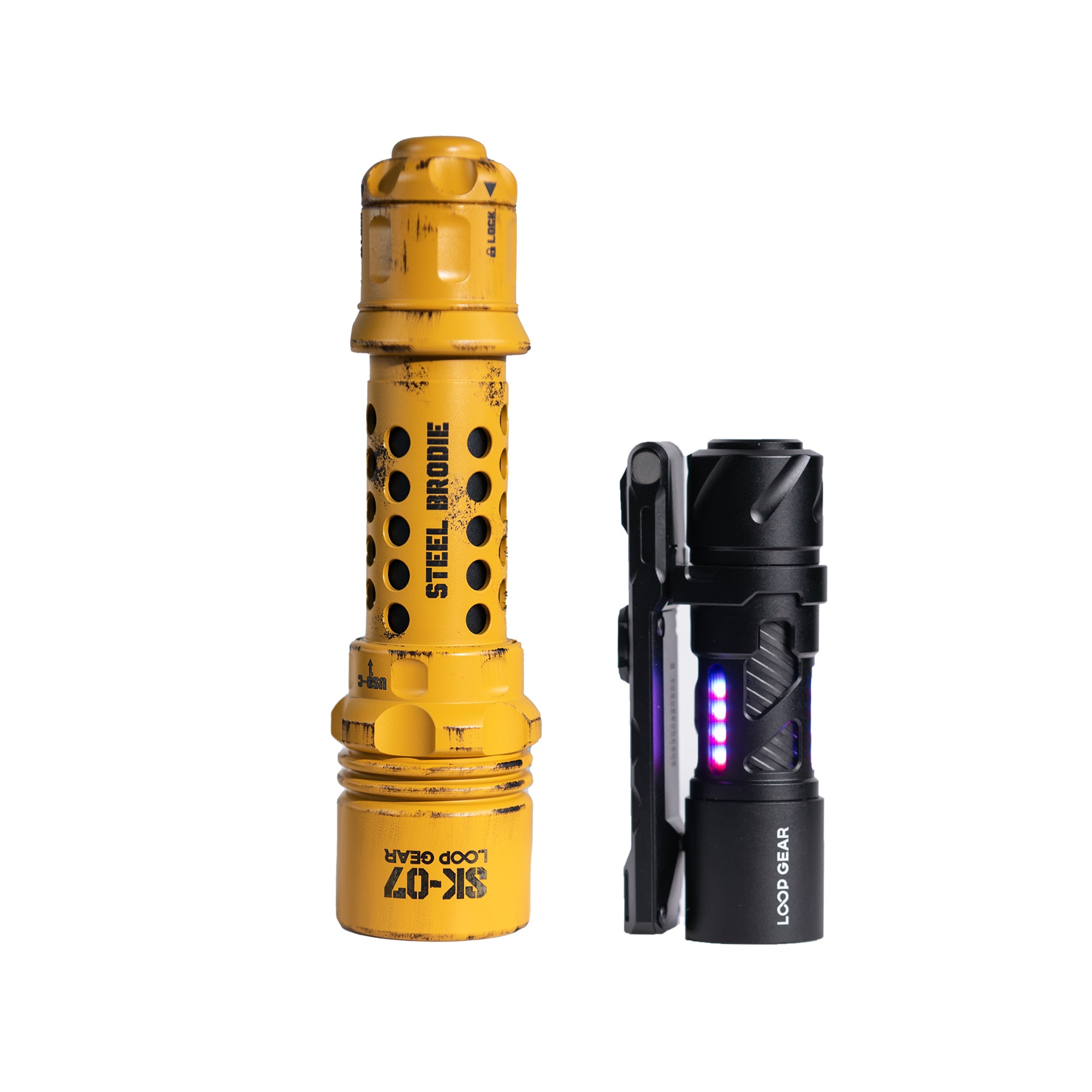 LOOP GEAR SK07 Distressed Yellow Tactical Flashlight 2800lm 515m Beam Distance