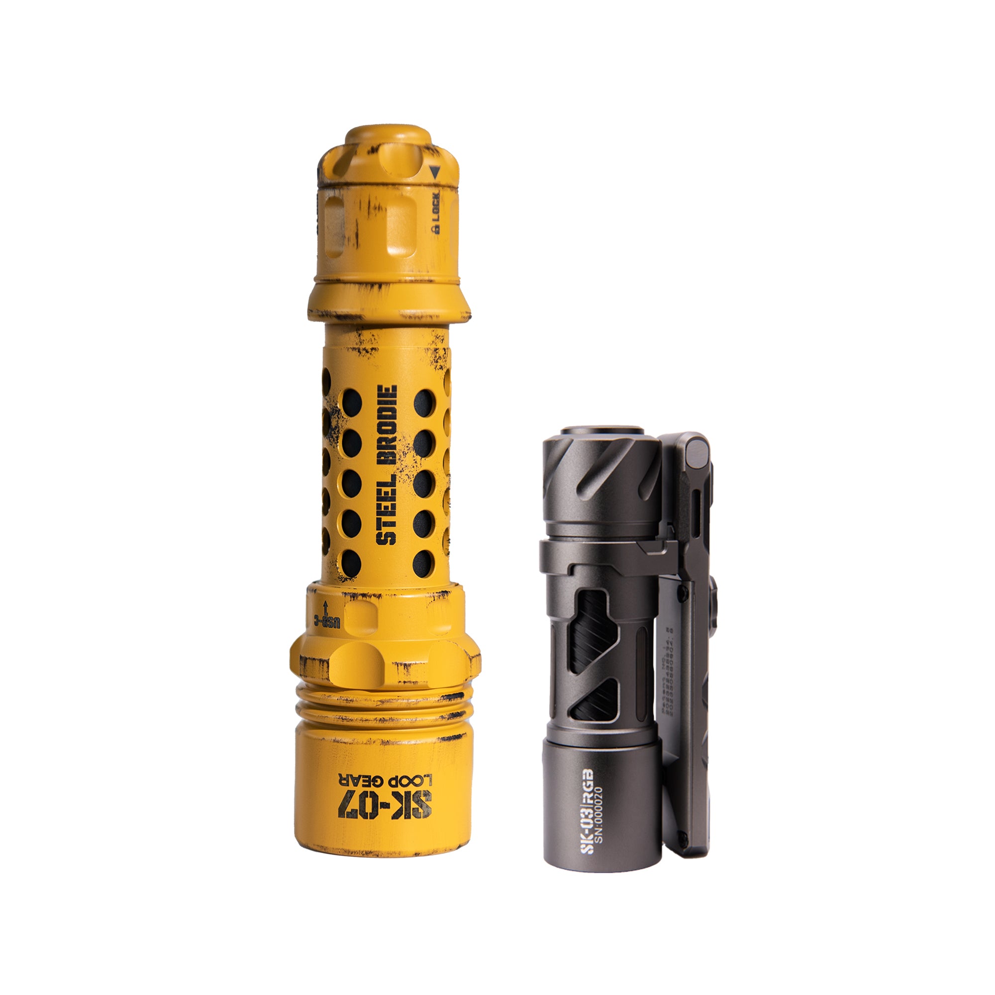 LOOP GEAR SK07 Distressed Yellow Tactical Flashlight 2800lm 515m Beam Distance
