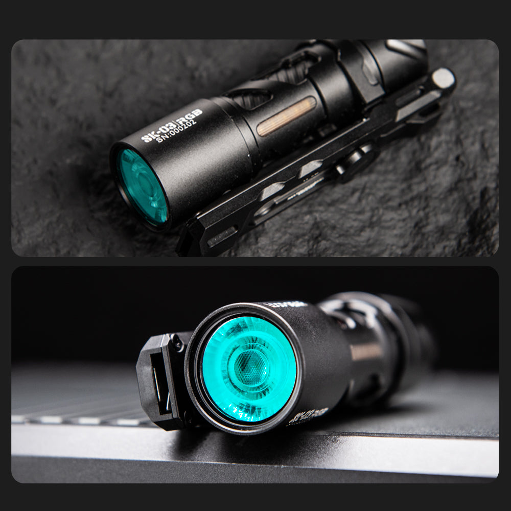 LOOP GEAR SK03 RGB Aluminum Black LED Flashlight(Clip / Stand)