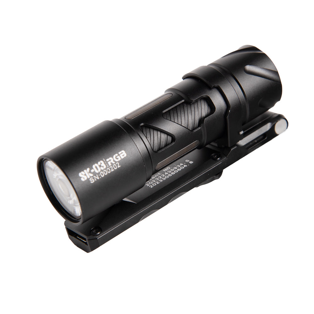 LOOP GEAR SK03 RGB Aluminum Black LED Flashlight(Clip / Stand)