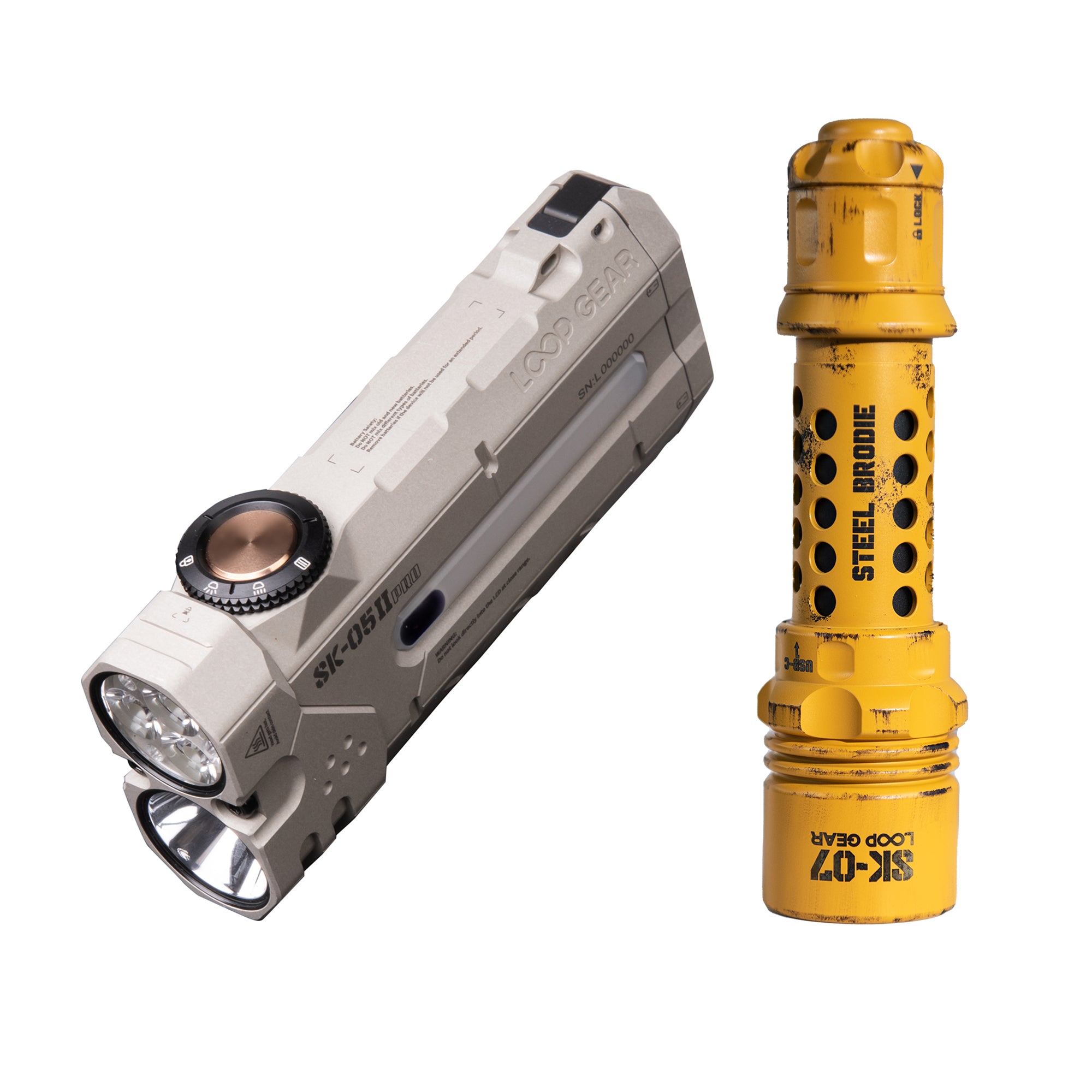 LOOP GEAR Bundle SK07 Tactical Flashlight and SK05 Pro 2 UV Black/White