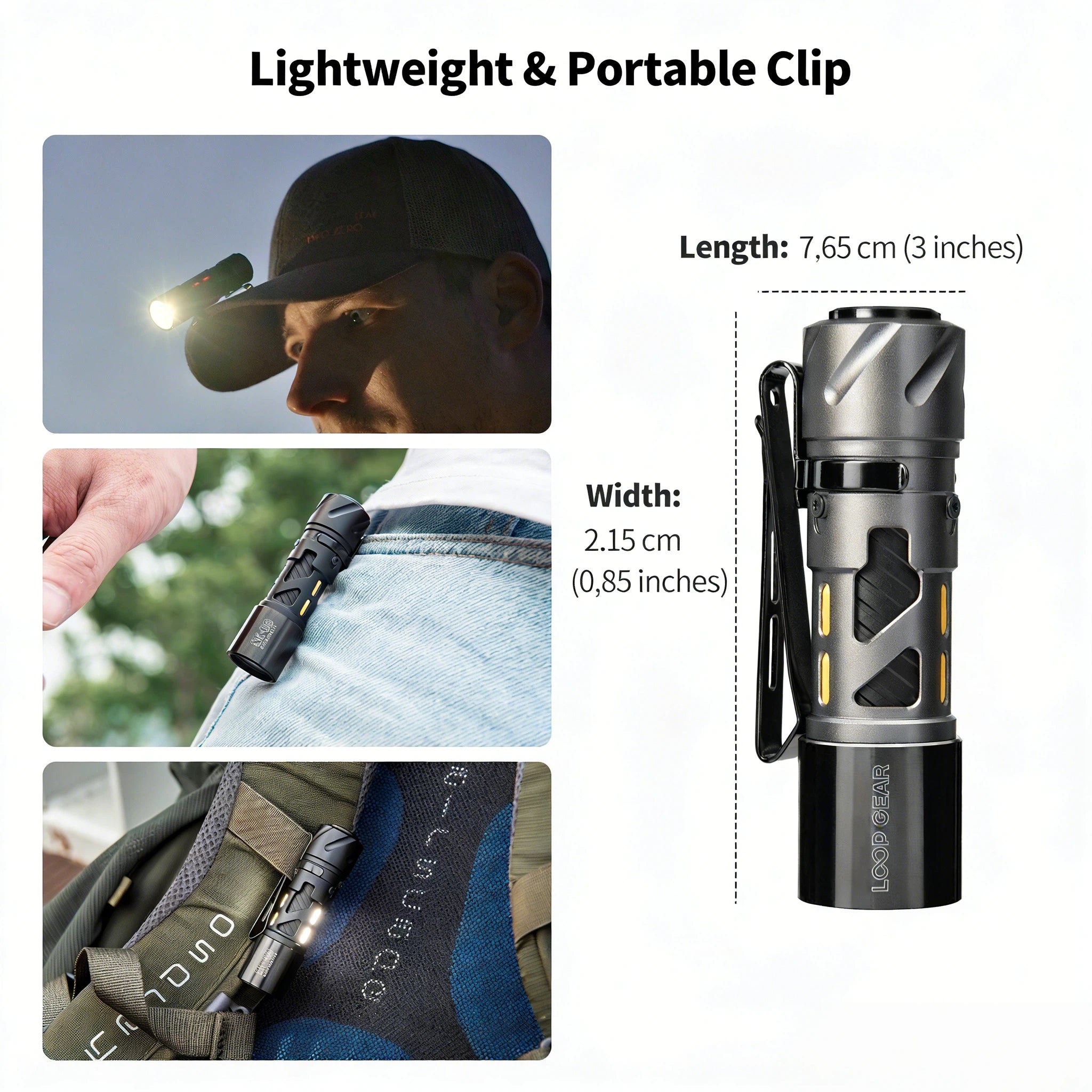 LOOP GEAR SK03 Stainless Steel Sandblast LED Flashlight 1000Lumens