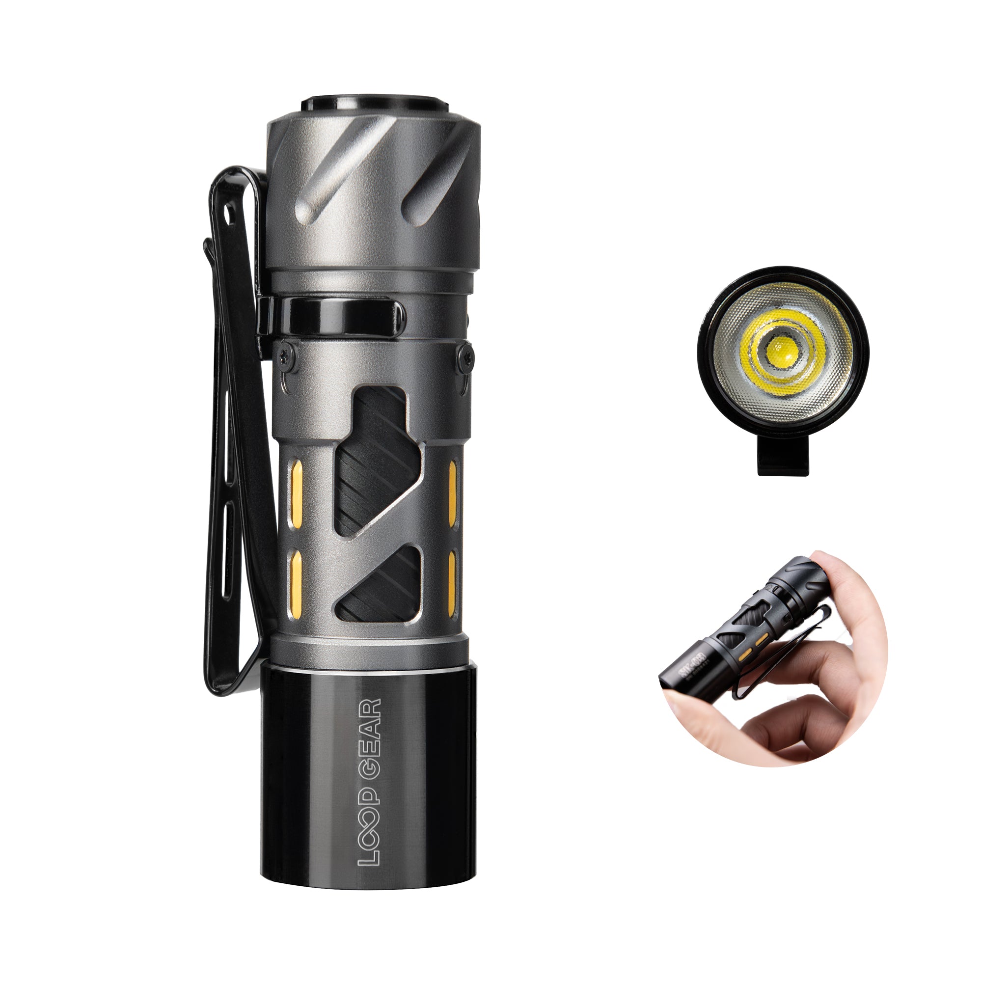 LOOP GEAR SK03 Aluminum Grey LED Flashlight 1000Lumens 120 Meters