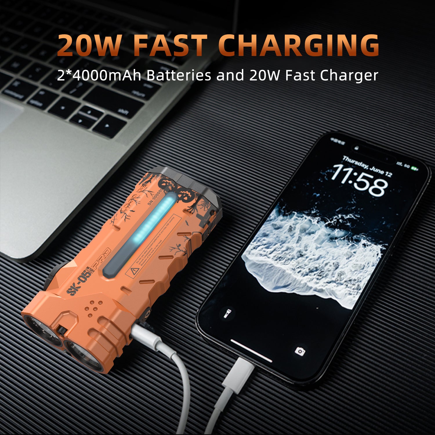 HALLOWEEN LOOP GEAR SK05 Pro Orange Flat LED Flashlight