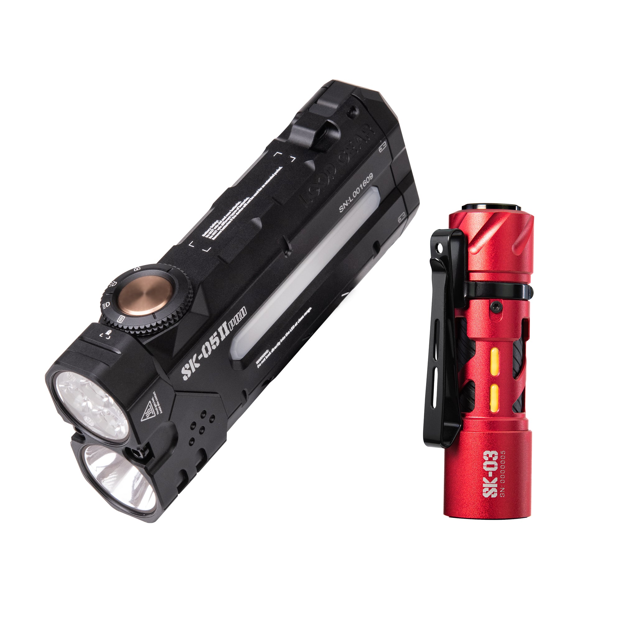 LOOP GEAR Bundle SK05 Pro 2 Black Flat LED Flashligh 6500K & SK03