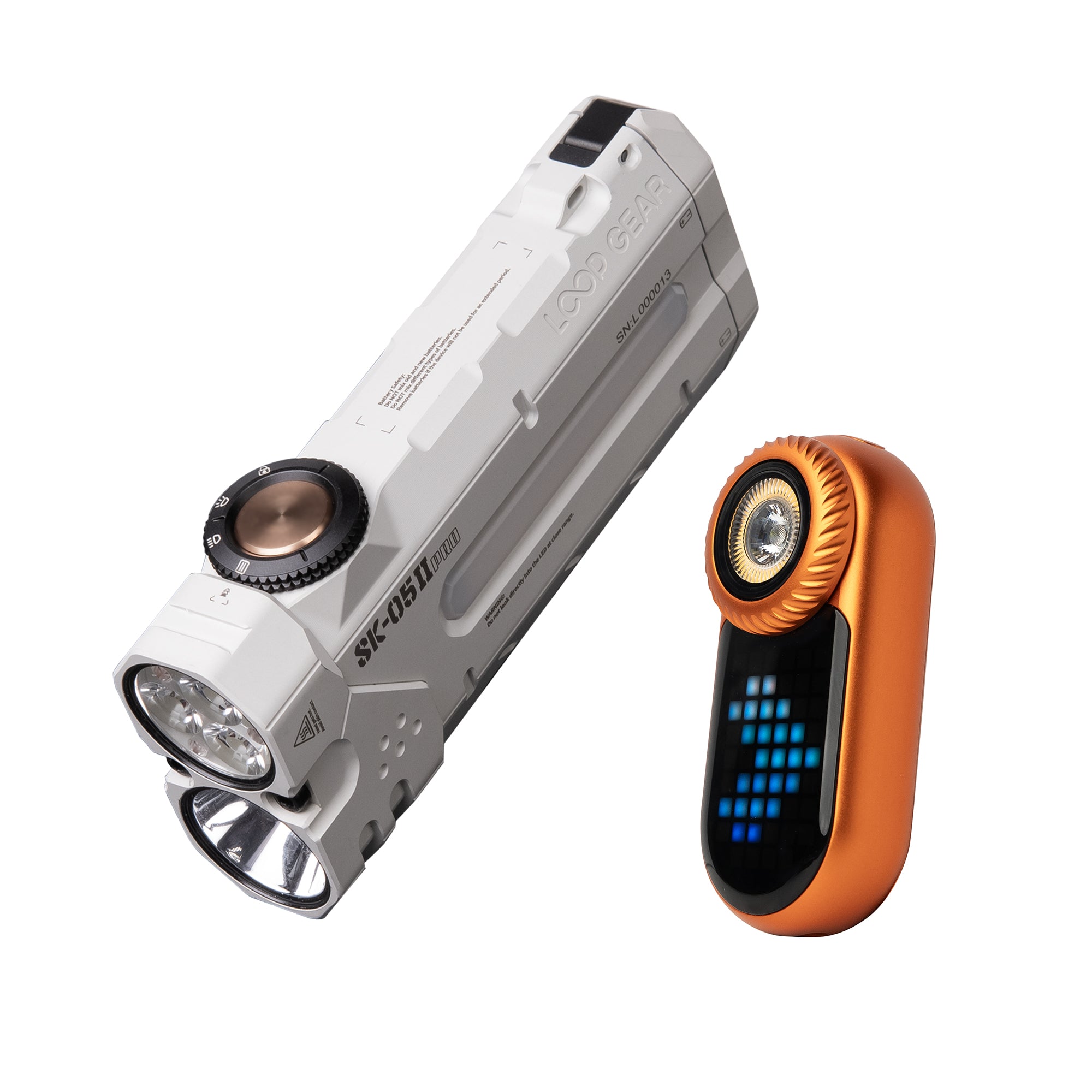 LOOP GEAR Bundle SK05 Pro 2 Mao White Flat LED Flashlight & SK03