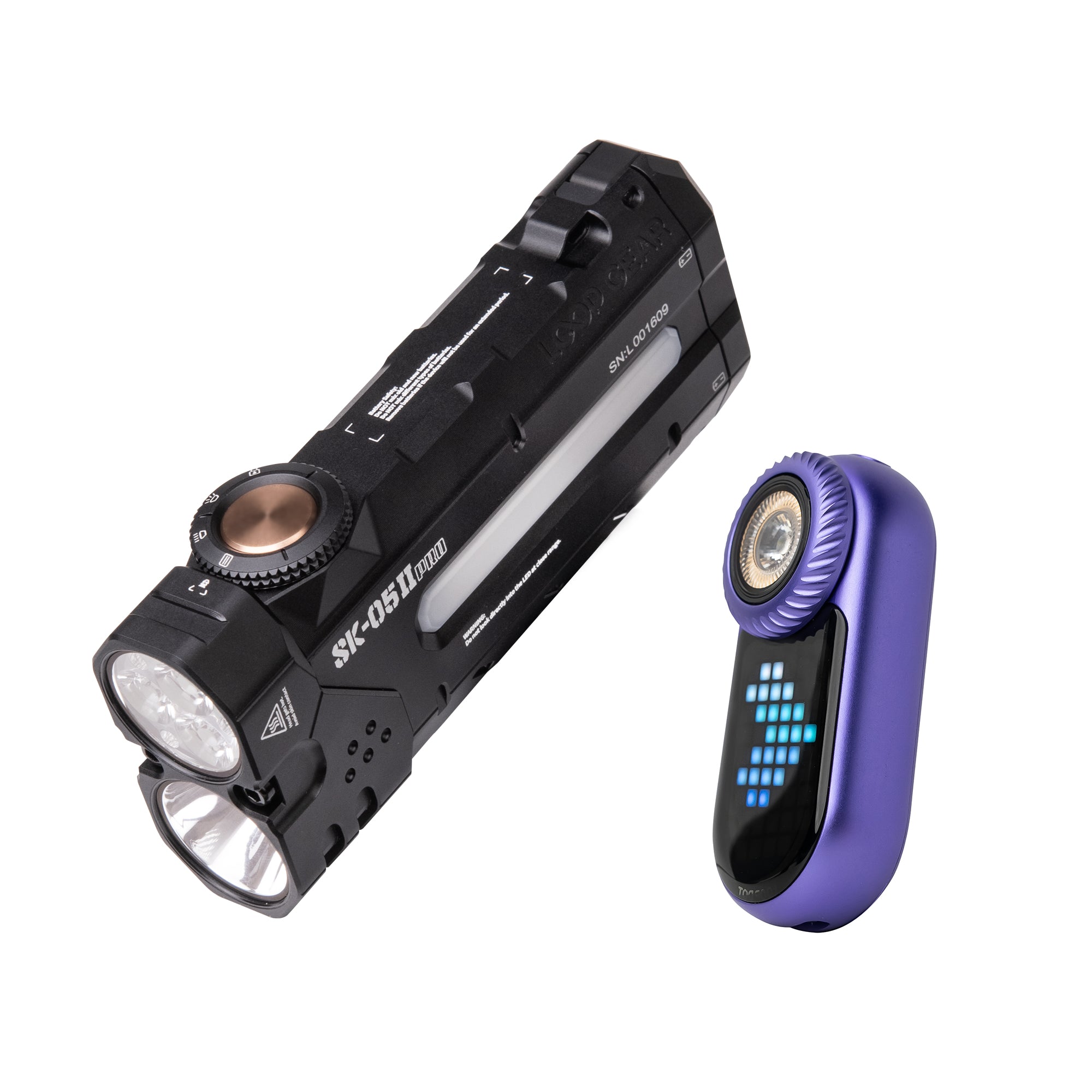 LOOP GEAR Bundle SK05 Pro 2 Black Flat LED Flashligh 6500K & SK03
