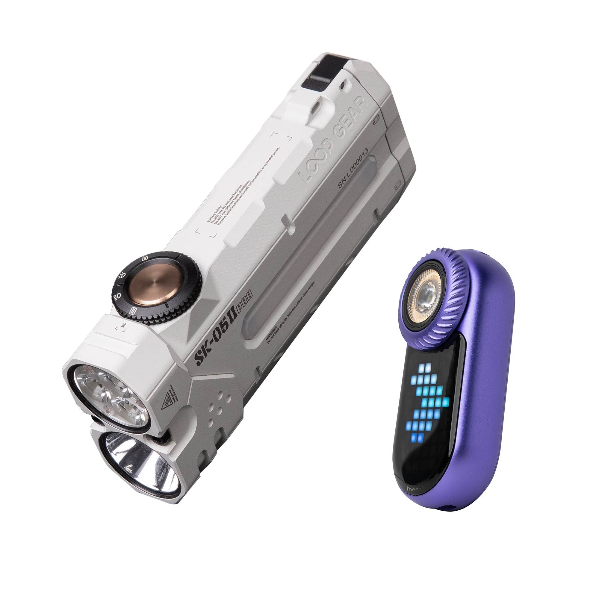LOOP GEAR Bundle SK05 Pro 2 Mao White Flat LED Flashlight & SK03