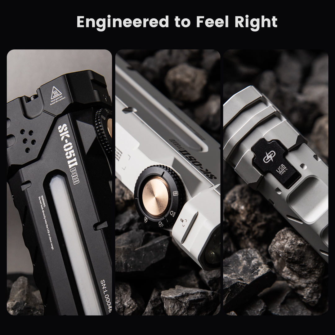 LOOP GEAR SK05 Pro 2 Black/Mao White Flat LED Flashlight
