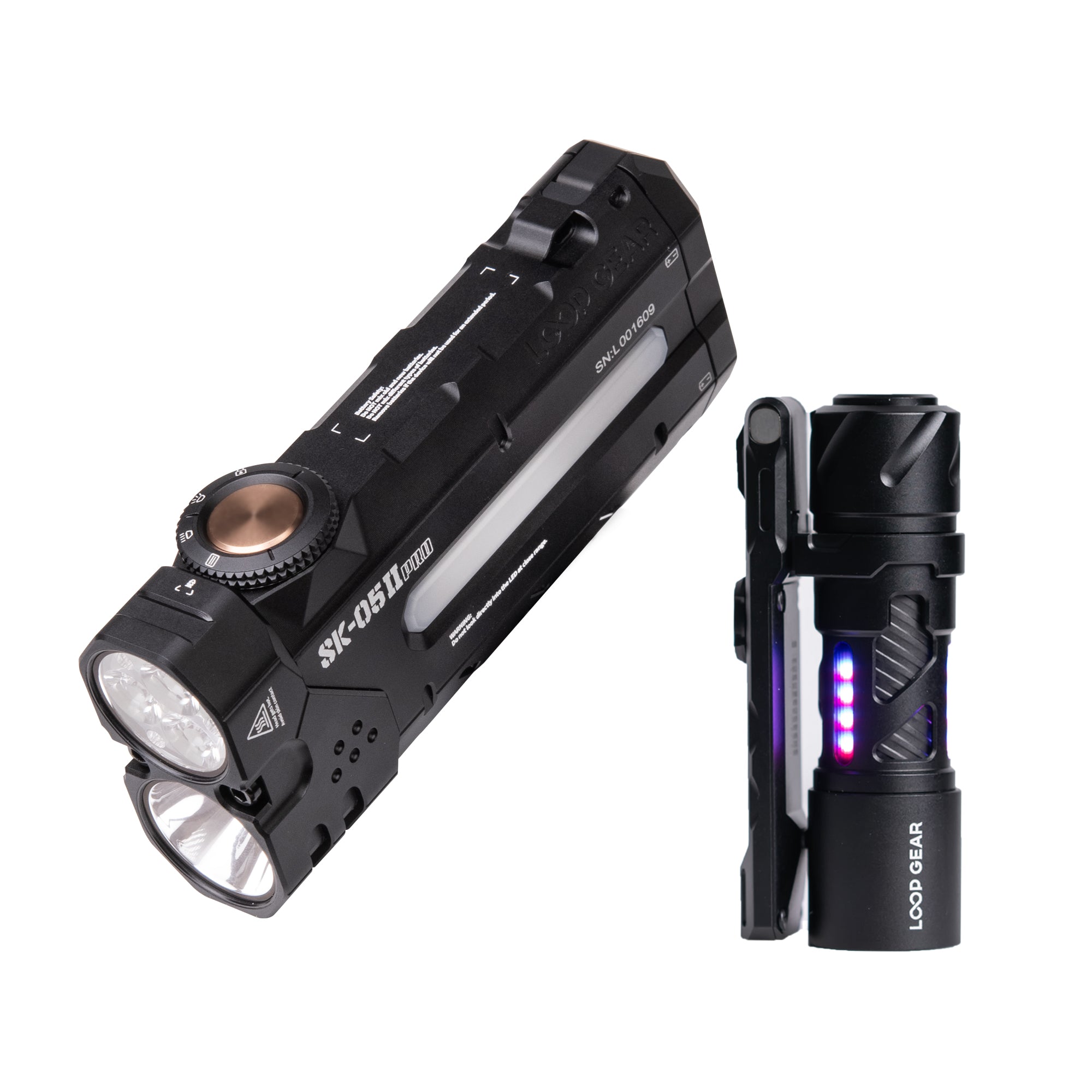 LOOP GEAR SK05 Pro 2 Black/Mao White Flat LED Flashlight