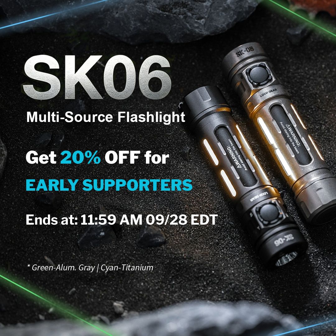 [Join the List] LOOP GEAR SK06 2400LM EDC Rechargeable Flashlight with UV & Green/Cyan Laser