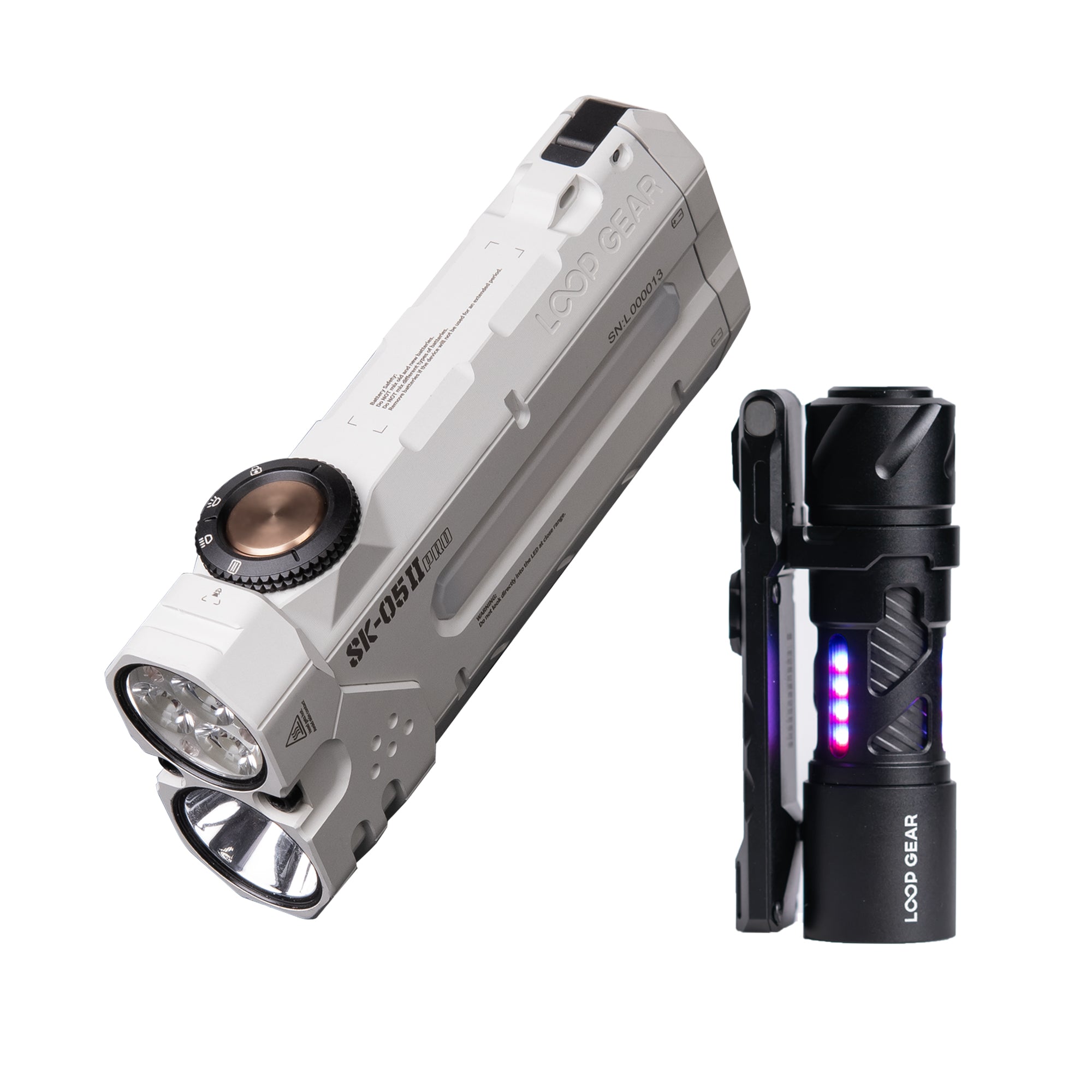LOOP GEAR SK05 Pro 2 Black/Mao White Flat LED Flashlight