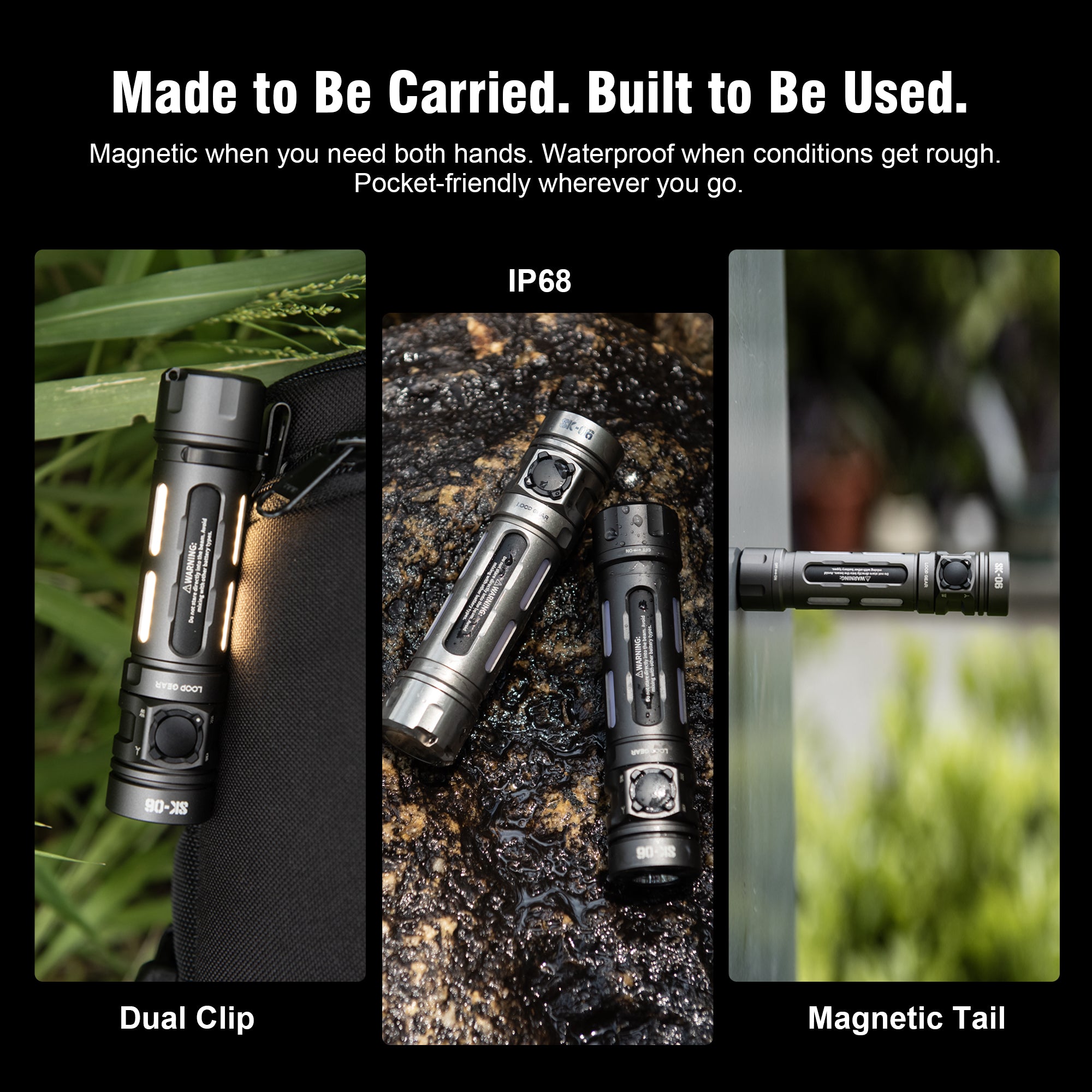 [Use Early Supporters code] LOOP GEAR SK06 2400LM EDC Rechargeable Flashlight with UV & Green/Cyan Laser