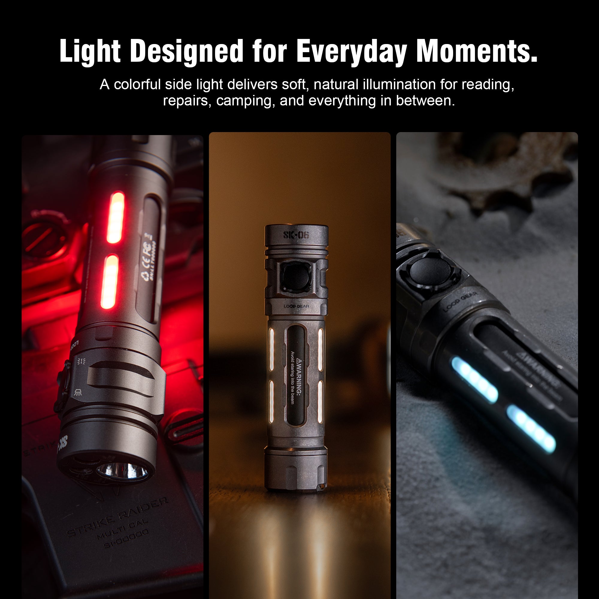 [Use Early Supporters code] LOOP GEAR SK06 2400LM EDC Rechargeable Flashlight with UV & Green/Cyan Laser